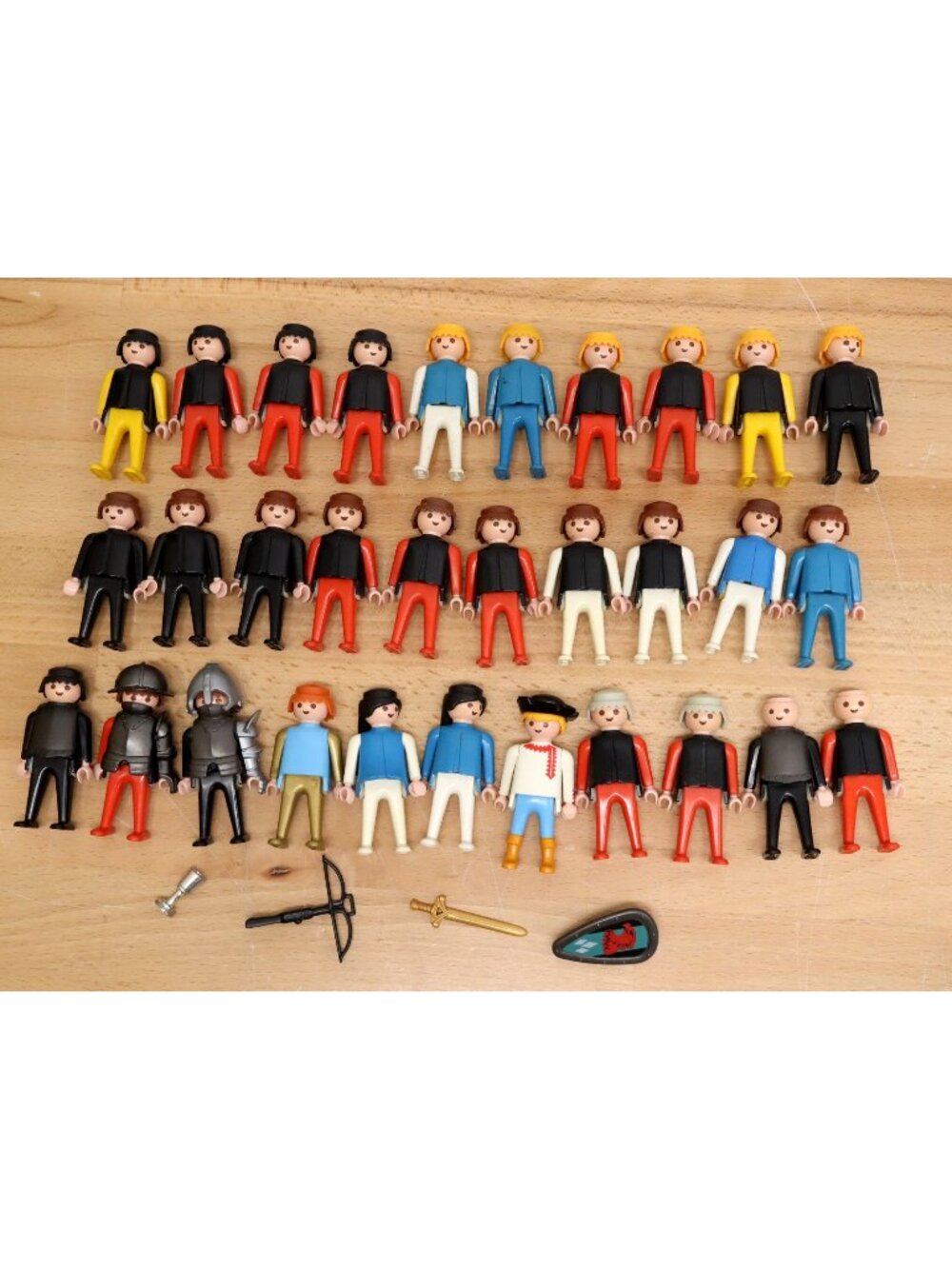 Geobra Lot of 31 Mini Figures Vintage 1974 Playmobil Knight Pirate